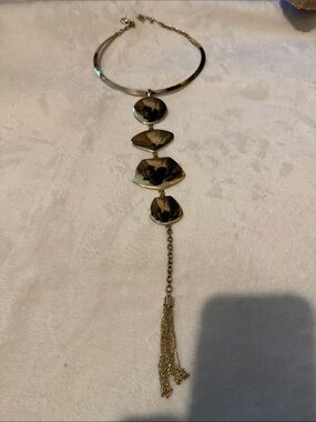 Gold-tone Multi-Disc Tassel Necklace for Women